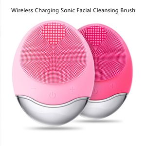 Sonic Facial Reinigingsborstel, Zachte Siliconen Waterdichte Gezicht Massager Cleanser Bamboe Houtskool Draadloze Opladen Reisgrootte Massager voor Huid Exfoliation