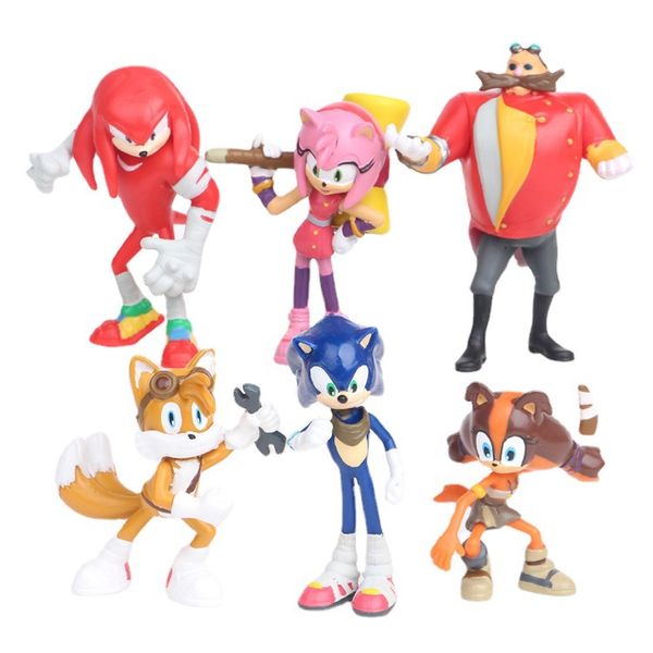 Sonic Hedgehog Figura 6 PPC Anime de anime transfronterizo Modelo 6 Generación de ardillas volador Figuras Solk Hedgehog Ornamentos de muñeca Hedgehog Sonic the Hedgehog Toy