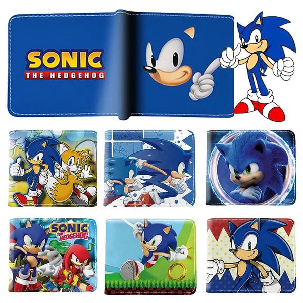 Sonic le hérisson portefeuille dessin animé mode luxe multicouche fermeture éclair PU porte-monnaie Portable court porte-carte sac enfants cadeau