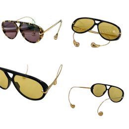 Sonnenbrillen lunettes de soleil design plein cadre ambre PC matériel uv400 lentilles ovales parasols lunettes de luxe protection solaire lunettes de soleil en métal à la mode ga0136 C4