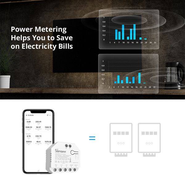 Sonoff Dual R3 Mini Switch Dualr3 Lite Módulo de retransmisión dual Wifi DIY 2 Way 2Gang Mode Mode Meder Soporte Alexa Google Alice