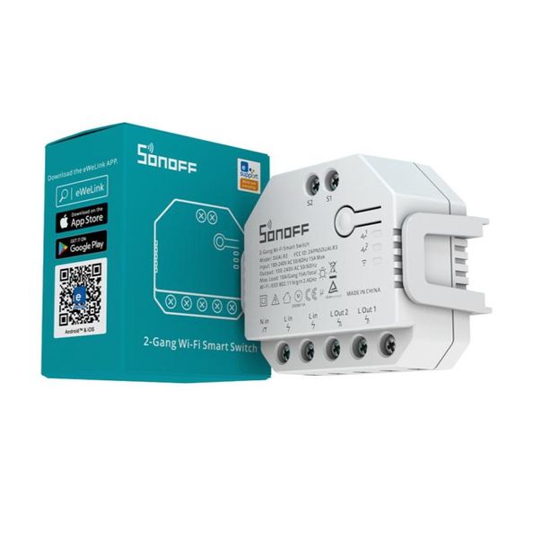 SONOFF DUALR3 MODULE DE CONTRÔLE SMART DUALR3 DUY MODULE WIFI MINI MIDE DE METTAGE PUIMATIQUE COMMUTATION DU COMMUTATION DU COMMUTAINE