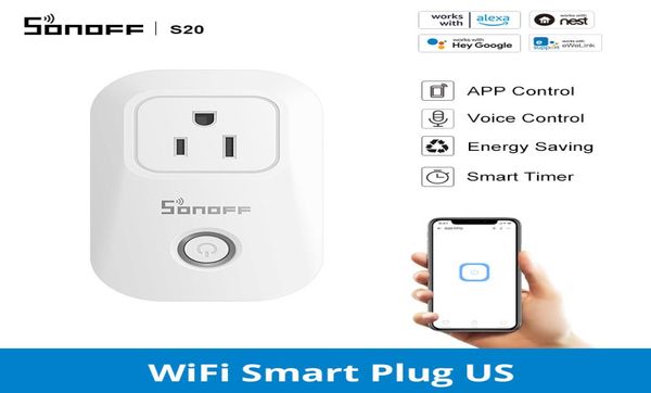 SONOFF S20S26 USUKDECN Wifi Toma de corriente APLICACIÓN inalámbrica Enchufe de luz Toma de corriente Temporizador Interruptor Control remoto por voz para trabajo en casa inteligente 5284473