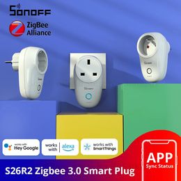 SONOFF S26 R2 Zigbee Smart Plug 16A EU Salida inalámbrica DE FR UK Toma de corriente APLICACIÓN Control remoto Trabajo con Alexa Home 240228
