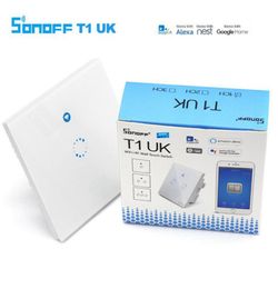 Sonoff T1 UK Plug 86 Type Smart Wall Touch Light Switch Panneau en verre tactile trempé Support WiFiRFAPPTouch Télécommande 1231088780