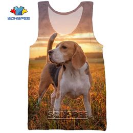 Sonspee 3d estampado estampado perrito beagle beagle beach tocks de los tanques de la playa casual gracioso culturismo gimnasio músculo hombres sin mangas vest camiseta 220627