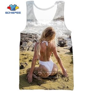 Sonspee 3D -printmodel Sexy Bikini Back Billen Summer Beach Sea Men's tanktop Casual Bodybuilding Gym Spuscle Mouwloos Vest 220627