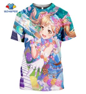 Sonspee Casual Mens T-shirt anime mignon fille bang bang rêve 3d imprimé harajuku tshirts à manches courtes