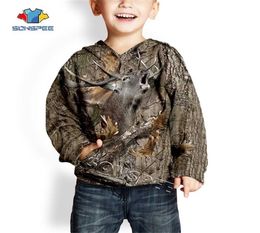 Sonspee Child Pullover Sweatshirts Sweats Sweats Top Deer Chasse 3D Camouflage Kids Sweat à capuche Streetwear Casual Streetwear Boys Baby Vêtements L6730827
