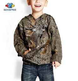 Sonspee Child Pullover Sweatshirts Sweats Sweats Top Deer Chasse 3D Camouflage Fashion Kids Sweat à capuche Casual Streetwear Boys Baby Vêtements L1336996