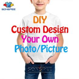 SONSPEE personalizado DIY imagen propia P o 3D estampado niños camisetas niño niña dibujos animados manga corta camisetas Tops camisa 220704