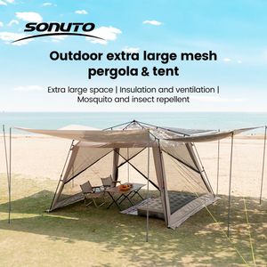 SONUTO Tente de canopée extérieure Tente automatique Aluminium Aluminium Polaire Camping Affreger la plage Place Pêche Mosquito Net Sunshade Pergola 240507