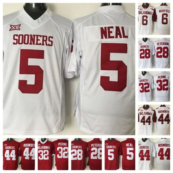 Sooners Oklahoma Football Jersey en stock 5 Durron Neal 6 Baker Mayfield 28 Adrian Peterson 32 Samaje Perine 44 Brian Bosworth cousu Jers High