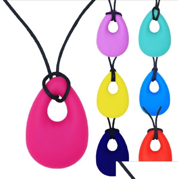 Sucettes de dentition collier à mâcher Sile pendentif de dentition enfants jouets pour garçons filles Adts ovale 11 couleurs choix livraison directe bébé Matern Ot5Jd