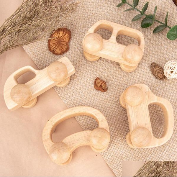 Sucettes de dentition Euro bébé infantile jouet en bois naturel sain sûr bois voiture jouets anneau de formation livraison directe enfants maternité santé voiture Otsmy