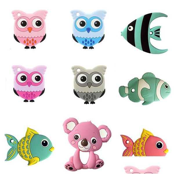 Sucettes de dentition infantile poisson ours lapin hibou koala souris voiture panda nourriture sile enfant en bas âge animal bébé molaire formation C4518 livraison directe K Ot7Ci