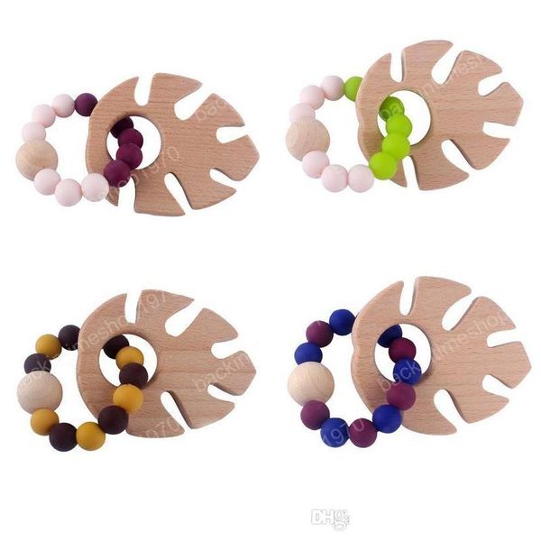 Chupetes Mordedores Anillo de madera natural para el cuidado de la salud del bebé Accesorios Dedos infantiles Ejercicio Juguetes Colorf Beech Beaded Soothe Dro Dhgvk