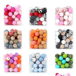 Soothers & Teethers Sile Loose Baby Bead 15Mm 20Pcs Diy Chewable Food Grade Infant Leopard Print Round Ball Teething Rodent Teether 22 Dhwlb