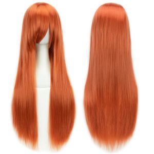 Soowee 30 Kleuren 32 inch Lange Rechte Vrouwen Party Haarstukje Hittebestendige Synthetisch Haar Oranje Roze Cosplay 240113