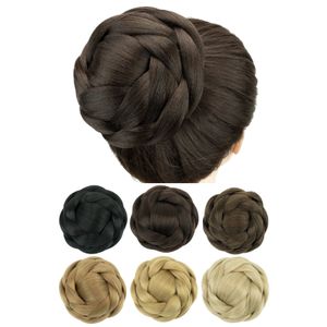 Soowee Big Size Synthetische Haarstukken Gevlochten Chignon Zwart Bruin Nep Haar Broodjes voor Vrouwen Bun Cover Scrunchies Haar Cover 240119