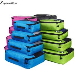 SOPERWILLTON HEREN Dames Travel Bag Mannelijke Vrouwelijke 210 D Polyester 4 5 8 Stuks Verpakking Kubussen Bagage Organizer Cube Set # 501 211118