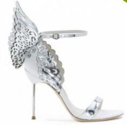 Sophia Webster Evangeline Angel Wing Sandals más bombas de boda de cuero genuinas zapatos de brillo rosa Sandalias de mariposa9314091