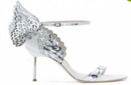 Sophia Webster Evangeline Angel Wing Sandals más bombas de boda de cuero genuinas zapatos de brillo rosa Sandalias de mariposa9829898