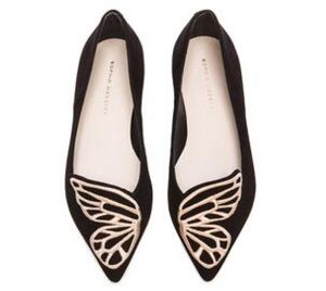 Sophia Webster Lady Suede lederen jurk schoenen vlindervleugels borduurwerk scherp plat ondiepe dames039S single schoenen maat 347484206