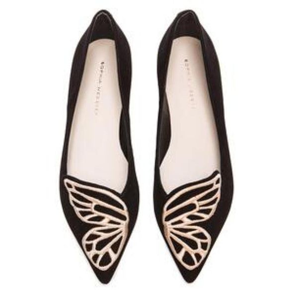 Sophia Webster Lady chaussures habillées en cuir suédé ailes de papillon broderie pointues plates peu profondes femmes 039s chaussures simples taille 348083513