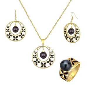 Sophiaxuan Fashion 2021 Hawaiian Gold Jewelry Pearl Sets Ringen Set Earring en Ketting Geometric voor Vrouwen Sieraden Vrouw