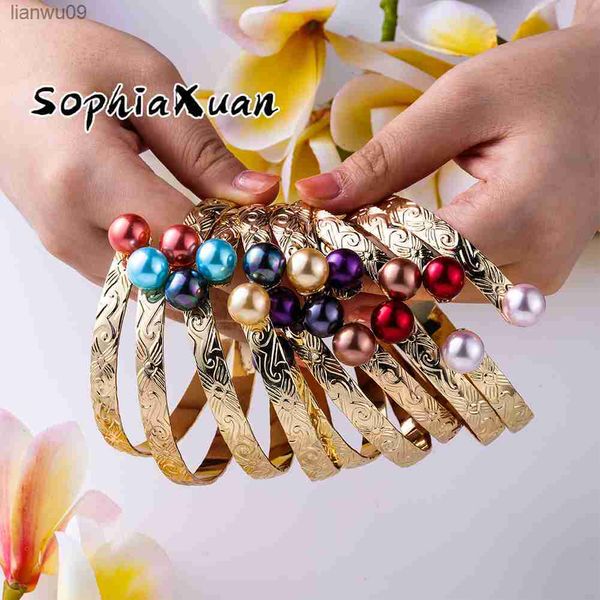 SophiaXuan Bracelet Polynésien Hawaïen Femme Main Bracelet Fille Femme Bracelet Plaqué Or Mariage Bracelets Colorés pour Femme L230704