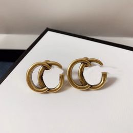 Verfijnde dubbele letter klassieke stud oorbellen aretes dames luxe ontwerper mode eenvoudige sieraden