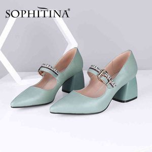 Sophitina Fashion Pumps Dames Comfortabele Vierkante Hakken Elegante Puntschoen Kantoor Dames Pumps Everyday Casual Schoenen Dames SC710 210513