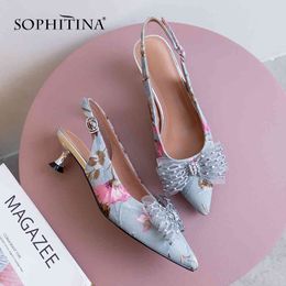 Sophitina Mode Vrouwen Pumps Butterfly-knoop Decoratie Slingbacks Zomer Handgemaakte Puntschoen Schoenen Zoete Slip-on Pumps Po482 210513