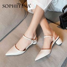 SOPHITINA Moda Donna Sandali Modello alligatore Cinturino con fibbia Punta a punta Scarpe in pelle di mucca di alta qualità Sandali eleganti SO431 210513