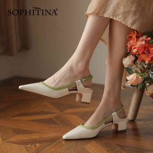 SOPHITINA Sandali da donna moda primavera Simple Daily Premium Leather Lady Shoes Comode scarpe col tacco spesso da donna AO641 210513