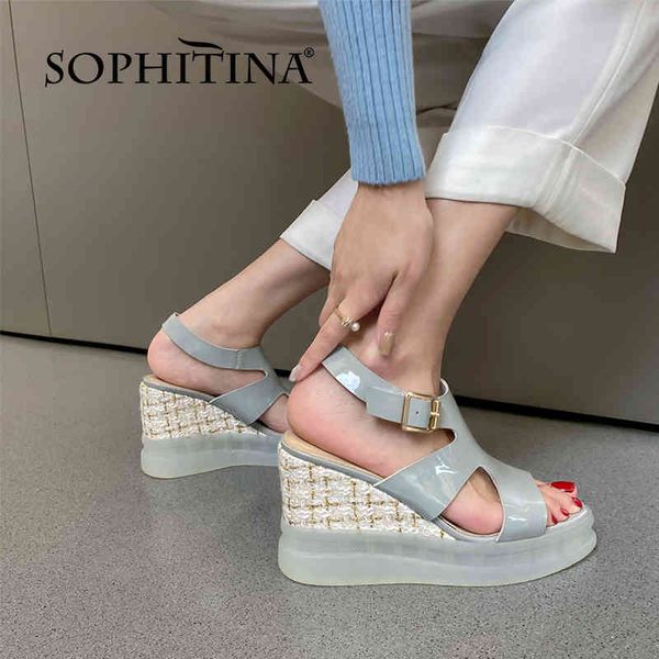 SOPHITINA été femmes chaussures plate-forme moderne confortable habillage à la mode Peep Toe cheville boucle sandales compensées FO311 210513