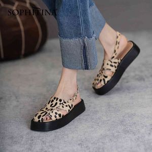Sophitina Summer Dames Schoenen Sandalen Lederen Mode Leopard Platform Comfortabele Dressing Fashion Style Rome Casual FO114 210513