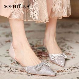 SOPHITINA Style doux tissu femmes chaussures pompes talons hauts mince papillon-noeud dressing belle été bout pointu FO13 210513