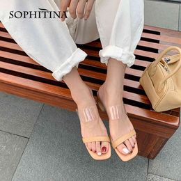 SOPHITINA Trendy Low Talon Femme Chaussures Classique Pure Couleur Basic Daily Wild Lady Chaussures Premium Cuir Casual Femmes Sandales AO648 210513