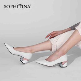 Sophitina Dames Pumps Casual Sweet All-Match Premium Lederen Pumps Kleur Hak Ondiepe Roze Groen Mode Lente Dame Schoenen K18 210513