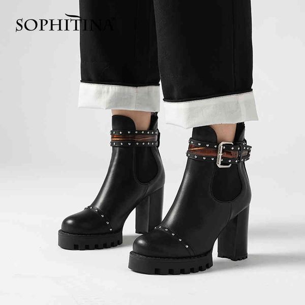 SOPHITINA bottines femme boucle cheville plate-forme semelle antidérapante noir Sexy talon haut chausson réglable femmes chaussures PO736 210513