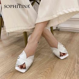 SOPHITINA femmes sandales bout ouvert sangle arrière sangle arrière boucle romaine noir blanc grosse dames femmes femmes chaussures PO622 210513