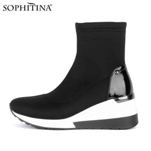 SOPHITINA femmes Stretch bottines à talons mode léger haut printemps automne extérieur plate-forme compensée chaussures de marche Y176 210513