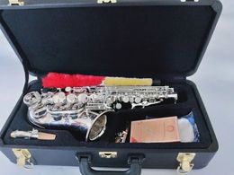 Soprano Sax S-901 Curvado BB Tune Nickel Silver Brass Soprano Saxophone Instrument para estudiantes con regalos de casos AAA