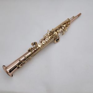 Saxofón soprano YSS-875EX B Instrumentos musicales chapados en cobre y bronce fosforado plano Profesional con estuche Boquilla Golves