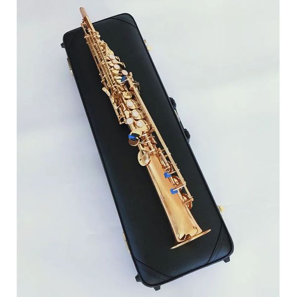 Soprano recto JPS-547 GL B(B) Saxofón de tubo de afinación Latón Lacado en oro Calidad de marca Estudiantes Instrumentos musicales Saxofón con estuche AAA