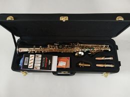 Sopraan rechte sax muziekinstrumenten B plat zilver professionele S-992 Prestaties Gratis verzending