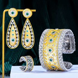 Soramoorore zijn originele geometrische mousserende armband oorbellen ring sieraden set vrouwen meisje hoge kwaliteit kubieke zirconia accessoires H1022