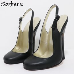 Sorbern 15 cm Sexy Women Chaussures Pump Slingbacks Night Club Footwear Geatic Le cuir dames Pump Stilettos Toe Round Toe Custom